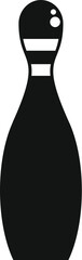 Simple black bowling pin standing up, icon style