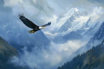 Eagle Soaring Mountains. Discovering the Majesty of Alaska's Southeast Landscape with Bald Eagle