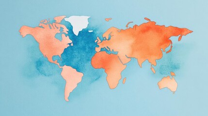 Global network, fast data transfer, advanced payment methods, Watercolor style