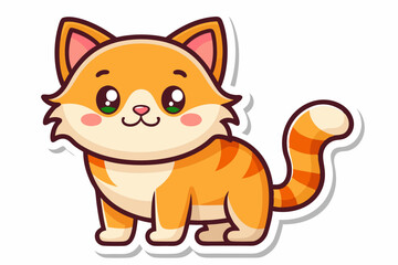 A cute cat sticker vector illustration on a white background