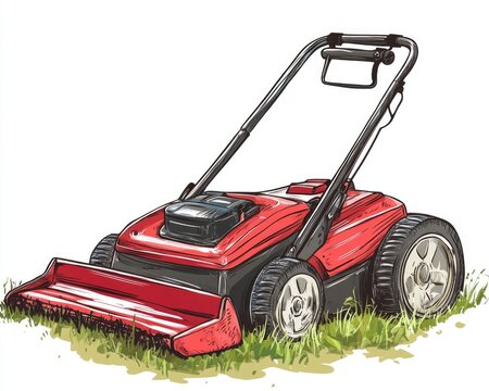 recommend clip art: Lawn Mower Clip Art. Red Landscaping Tool for Trimming Occupation