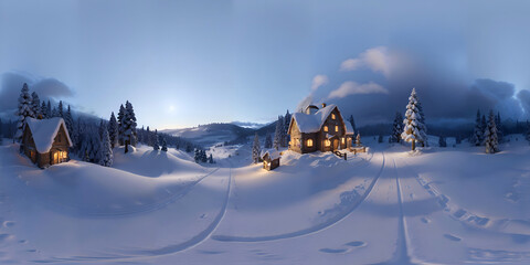 HDRI Stylized Winter Fantasy Environment Panorama 19