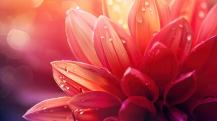 Fototapeta premium A close-up of vibrant orange-red flower petals creates a vivid and detailed natural background