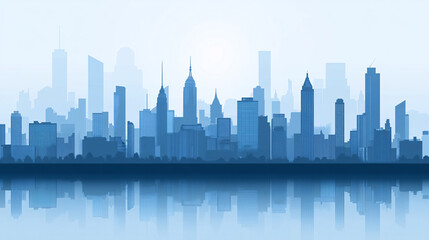 straightforward vector illustration of a city skyline. The content should highlight simplified forms of famous buildings and structures