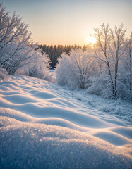 Winter background of snow and frost with free space for your decoration.
