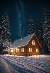 house in the woods christmas night