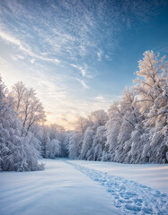 Obraz premium Winter background of snow and frost with free space for your decoration.
