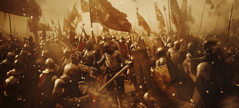 If a photo existed of medieval battles type of photo. AI-generated image. Hand edited.