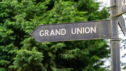 A directional sign for the Grand Union canal in the UK