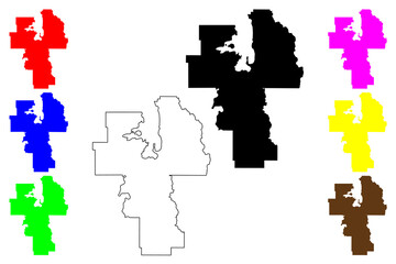 Obraz premium Lake County, Montana (U.S. county, United States of America, USA, U.S., US) map vector illustration, scribble sketch Lake map