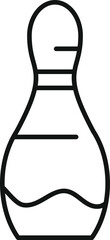 Simple line art design of a classic bowling pin, perfect for a logo or icon for a bowling alley, sports bar, or any business related to bowling or recreation