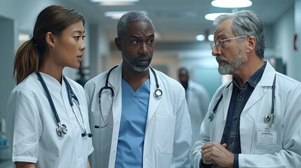 Fototapeta premium Colleagues consulting in medical hospital.