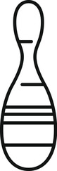 Simple line drawing of a bowling pin, an essential element of the game of bowling