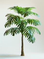 Tree leaves in a pot, plain color background