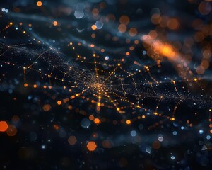 Delicate spiderweb, augmented reality, glowing threads, ethereal