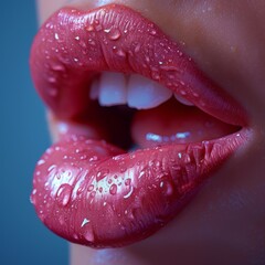 Lips with pink lipstick