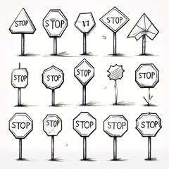 Hand-Drawn Isolated Traffic Stop Sign Illustration