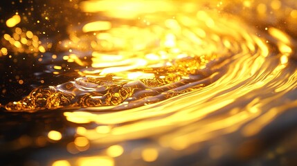 Embrace the Elegance: Captivating Golden Liquid Flowing Over Curved Surface - Perfect for a Stunning Sports Interior Poster or Artistic Decor