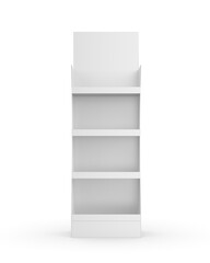 Blank Advertising Corrugated Supermarket Retail Promotion Cardboard Display Shelf. 3d Render Illustration.