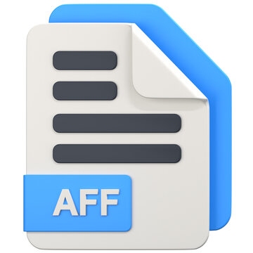 White File with aff extension 3D Icon Illustration. Low Poly Style