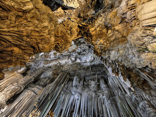 Stalactites in a cave in Gibraltar. A fascinating work of nature