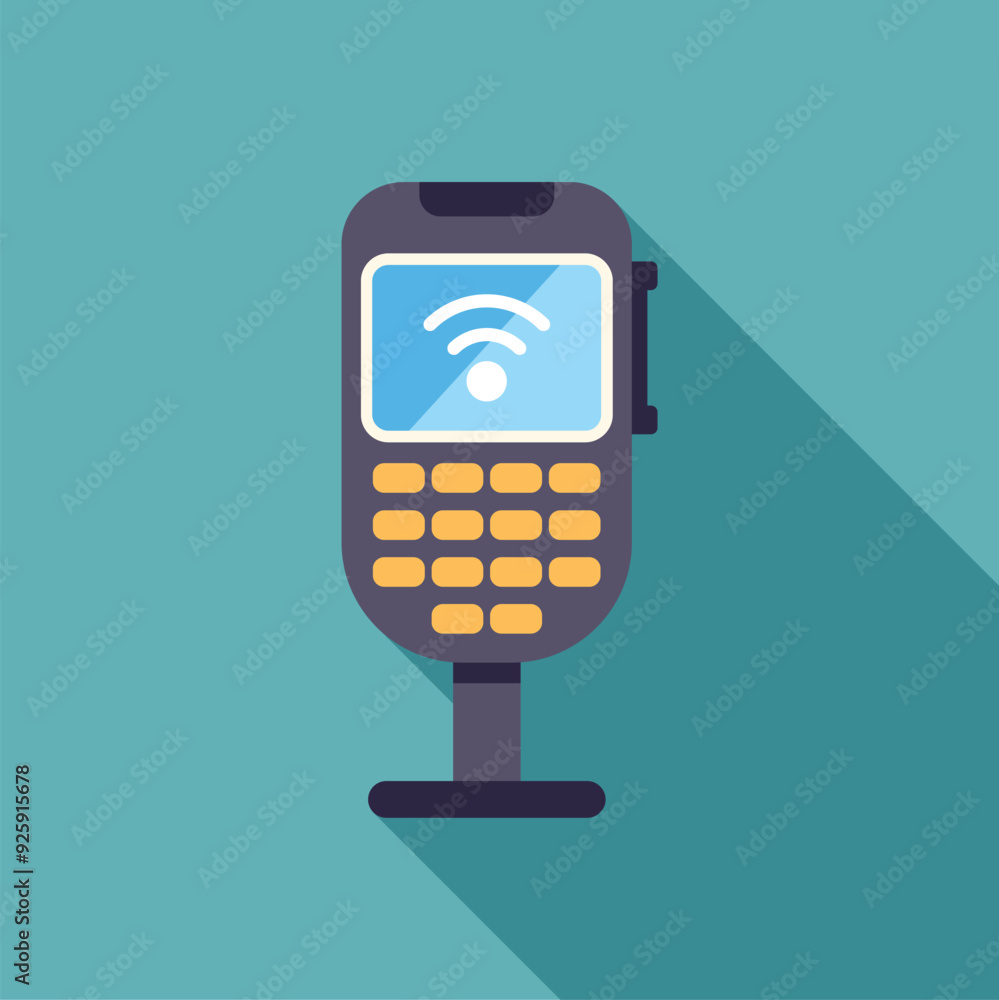 Poster Contactless payment terminal with nfc technology is accepting mobile payments