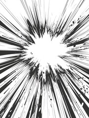 Naklejka premium Dynamic manga-style illustrations of motion lines, comic elements, and explosive bursts on a white background.