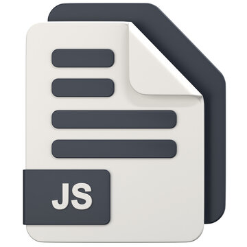 White File with js extension 3D Icon Illustration. Low Poly Style