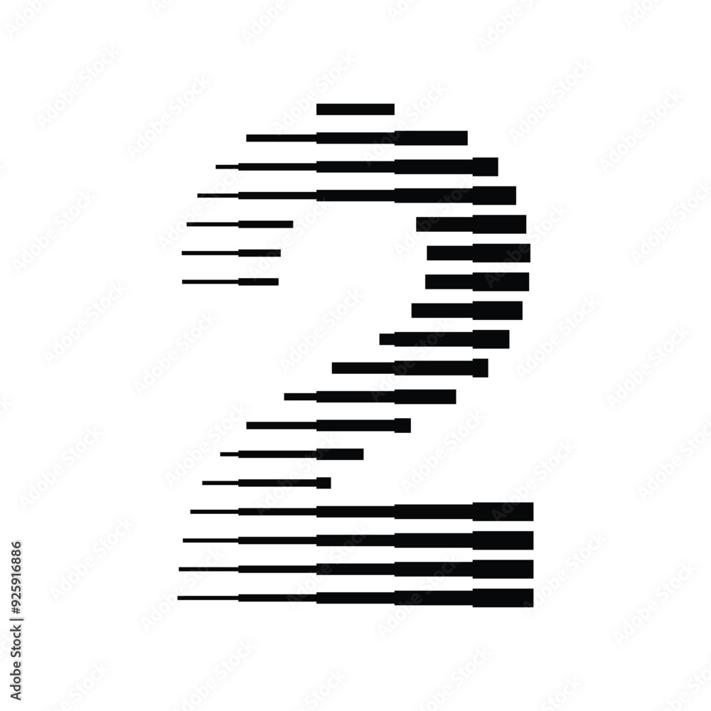 Poster number 2 with abstract line pattern isolated on white background