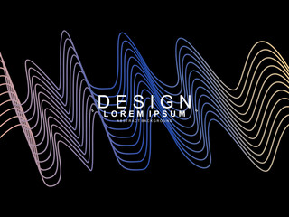 Abstract shining gardien wave lines on black background. Dynamic wave pattern. Modern flowing wavy lines. Futuristic technology concept. Suitable for posters, covers, brochures, flyers, websites, etc.