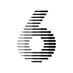 Number 6 with Abstract Line Pattern Isolated On White Background