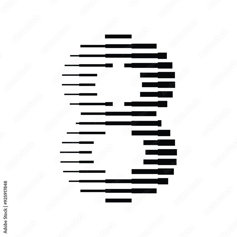 Aufkleber number 8 logo with horizontal halftone line pattern