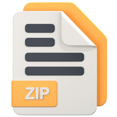 White File with zip extension 3D Icon Illustration. Low Poly Style © Rolas Design