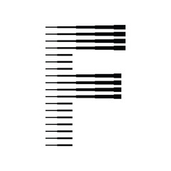 Letter F Logo with Abstract Line Pattern Isolated On White Background
