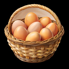 a basket of eggs on white background