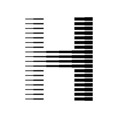 Letter H Logo with Abstract Line Pattern Isolated On White Background