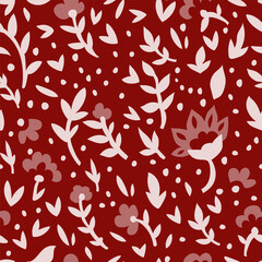 Red Floral Motif Seamless Pattern