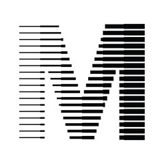 Letter M Logo with Abstract Line Pattern Isolated On White Background