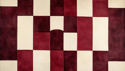 Checkerboard pattern in maroon and cream.