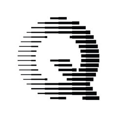 Letter Q Logo with Horizontal Halftone Line Pattern