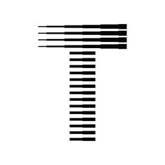 Letter T Logo with Abstract Line Pattern Isolated On White Background