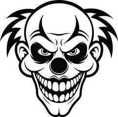 clown skull illustration black and white