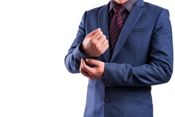 Businessman in dark blue suit isolated 