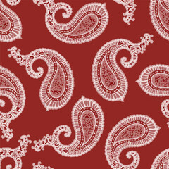 Red Paisley Seamless Pattern vector