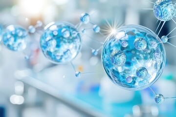 Fototapeta premium Abstract representation of molecular structures in a scientific environment, emphasizing beauty and complexity of biology.