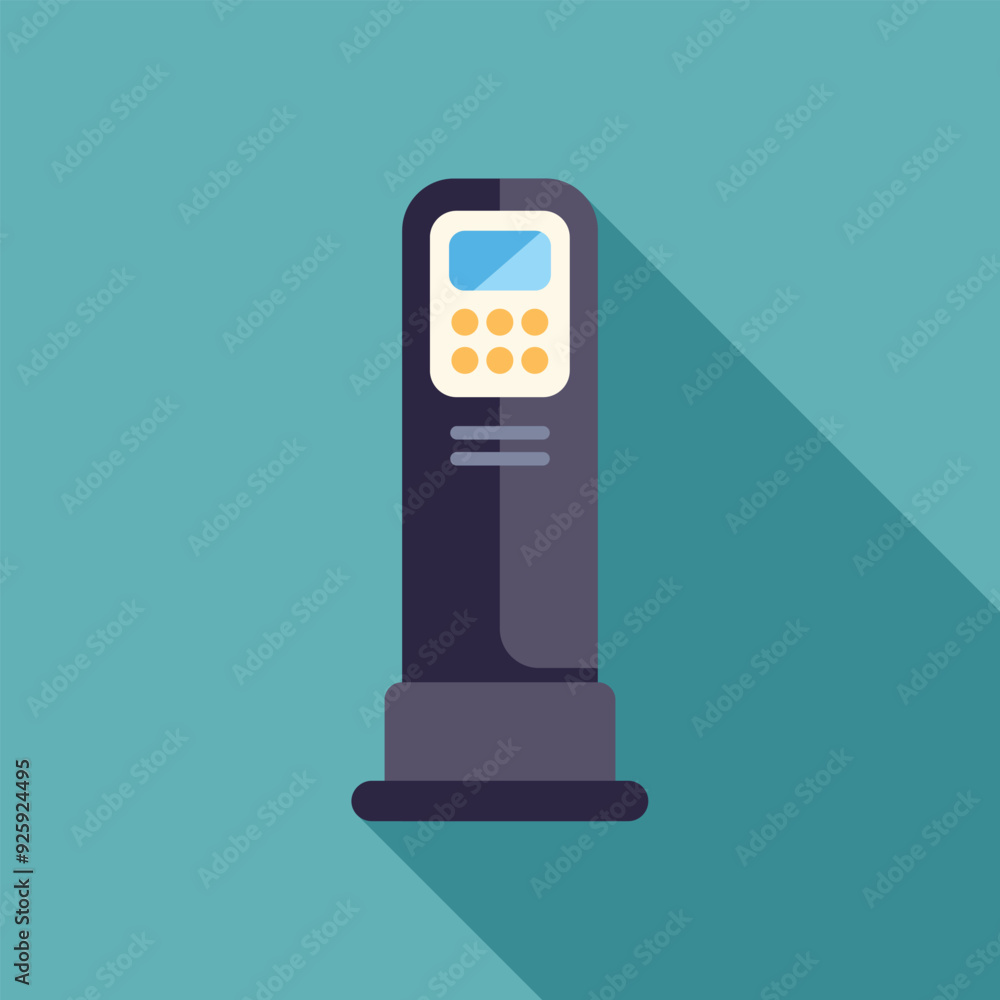 Poster parking meter accepting contactless payment using nfc technology with a digital display and buttons