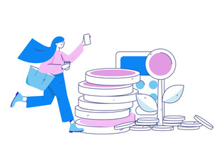 Internet financial management investment flat vector concept operation hand drawn illustration
