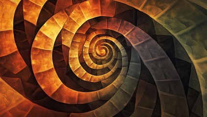 Fototapeta premium Abstract spiral pattern of brown and yellow.