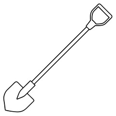 Shovel line art vector illustration