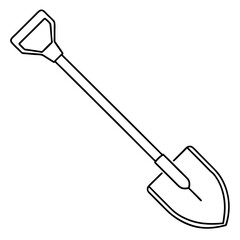 Shovel line art vector illustration